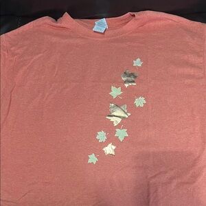 Gildan Coral Tee with Gold Leaf Design